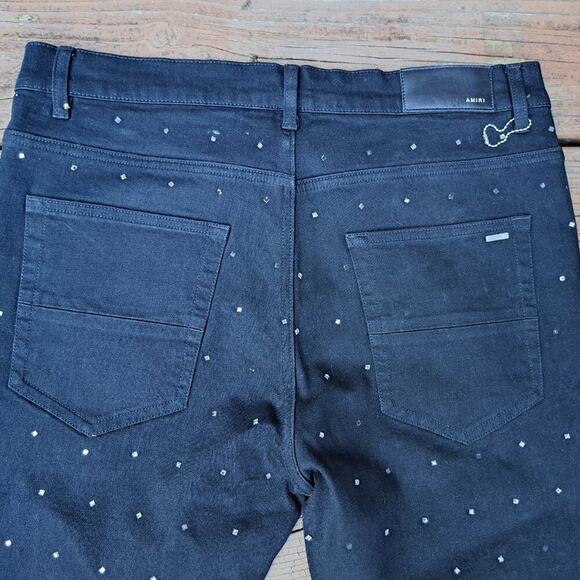 Amiri Jeans Black Skinny Swarovski Crystals Men Size 34X31 - Picture 4 of 13
